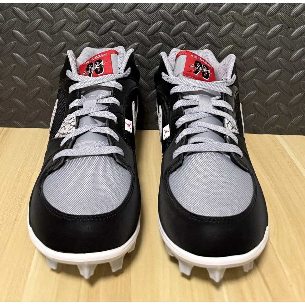 Air Jordan Stadium 90 Low TD Black Cement Football Cleats HQ0210-060 Men Sz 10.5